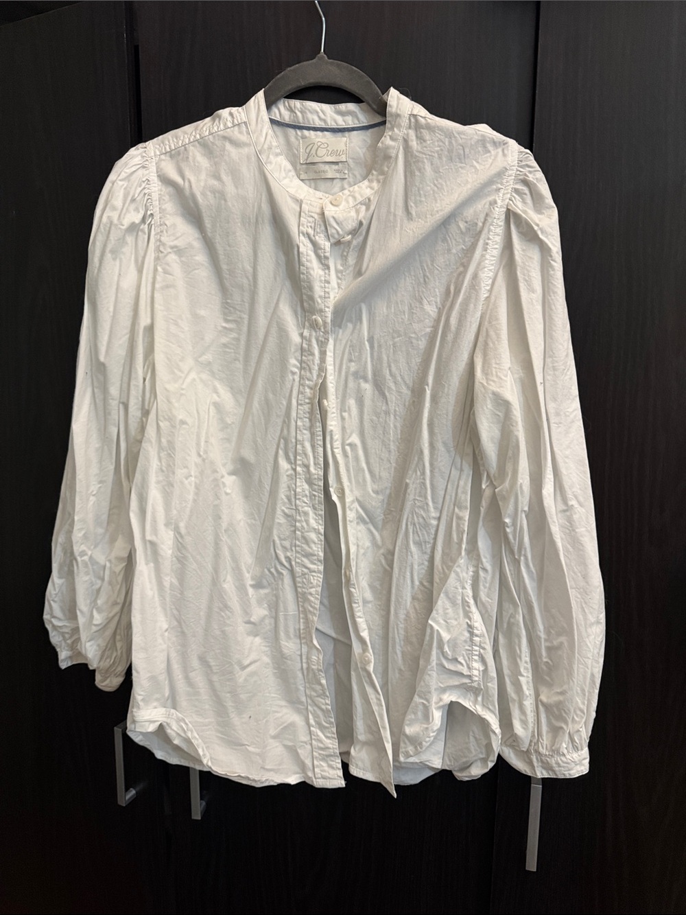 J. Crew White Band-Collar Button-Down Shirt
